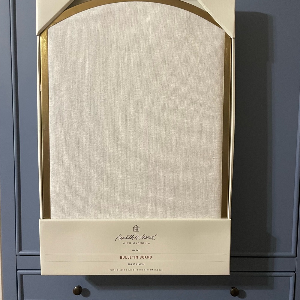 Hearth & Hand Cream Linen Bulletin Board with Gold Trim